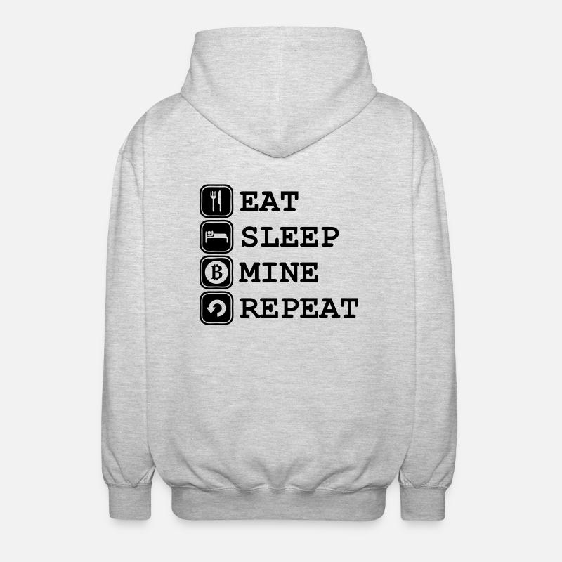 Eat, sleep, Mine Bitcoin, - Unisex Hooded Jacket - light heather grey