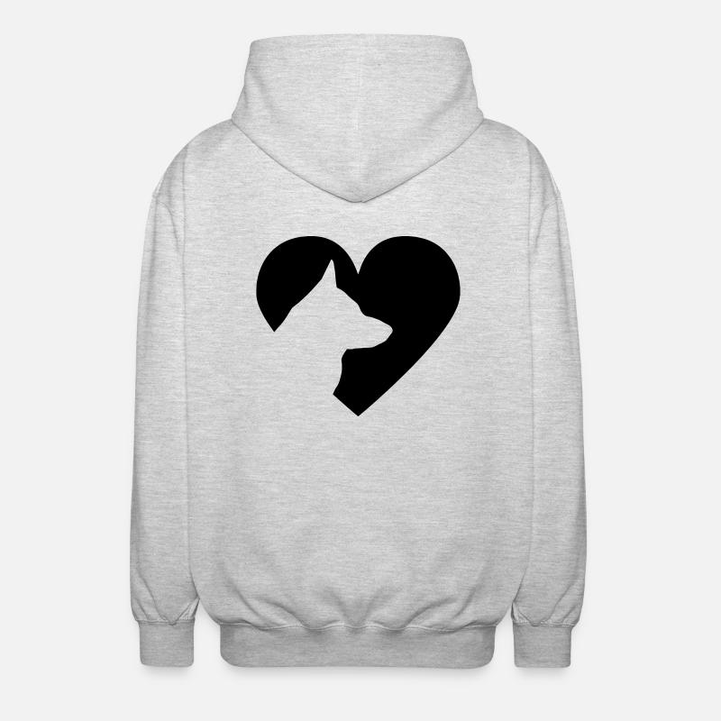 Herz mit Schäferhund Vector - Unisex Kapuzenjacke - Hellgrau meliert