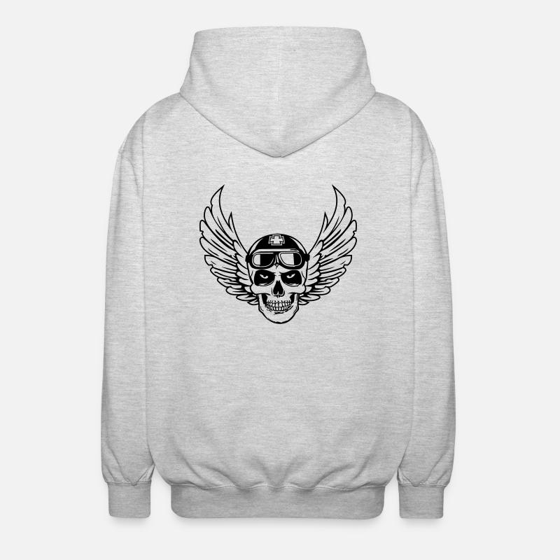 biker skull wings - Veste à capuche unisexe - gris clair chiné