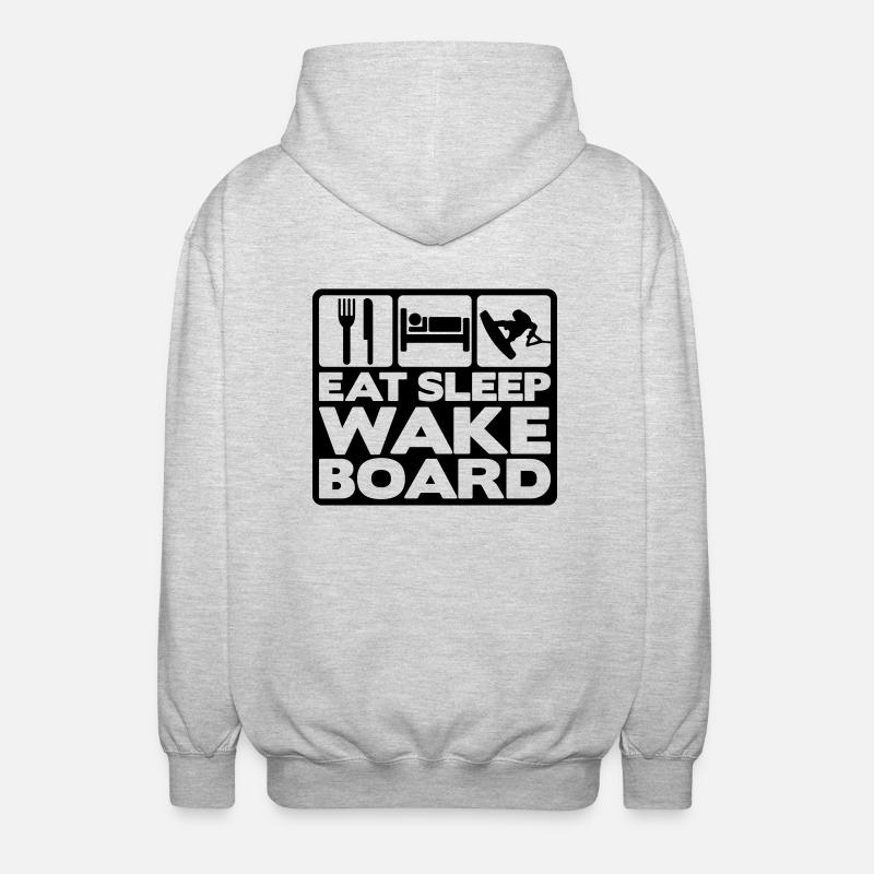 eat sleep wakeboard 01 - Unisex Hooded Jacket - light heather grey