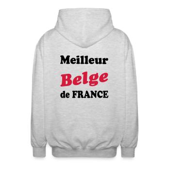 Meilleur belge de France 222 - Veste à capuche unisexe - gris clair chiné - Dos - AI Model Male 185 light (185cm)