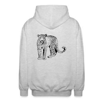 Leopard - Unisex Kapuzenjacke - Hellgrau meliert - Hinten - AI Model Male 185 light (185cm)