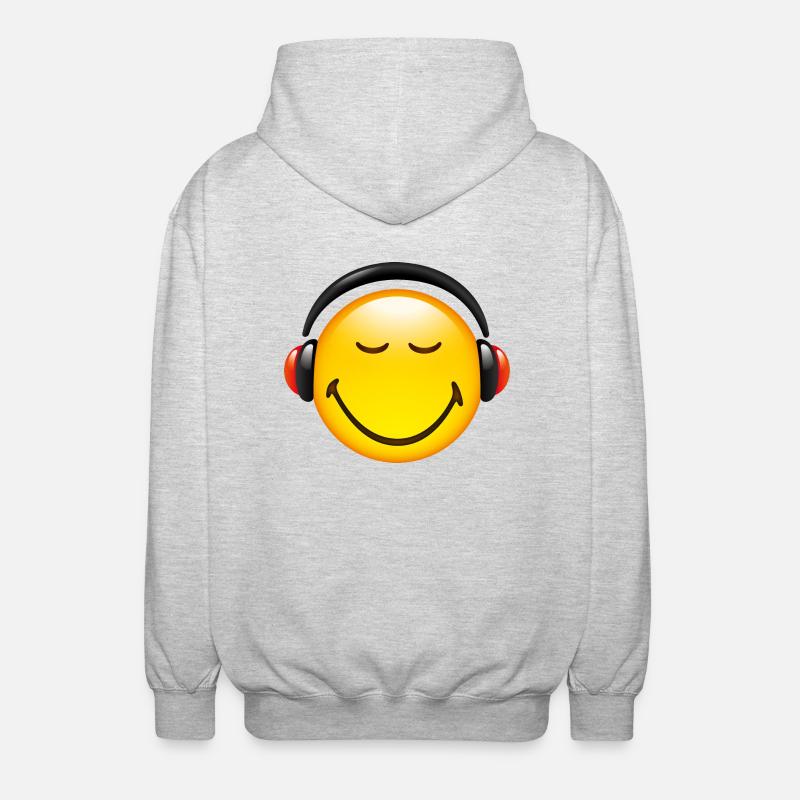 Smiley Glossy Headphones on - Unisex Kapuzenjacke - Hellgrau meliert