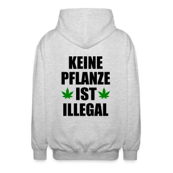 keine pflanze ist illegal - Unisex Kapuzenjacke - Hellgrau meliert - Hinten - AI Model Male 185 light (185cm)