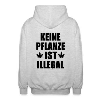 keine pflanze ist illegal - Unisex Kapuzenjacke - Hellgrau meliert - Hinten - AI Model Male 185 light (185cm)