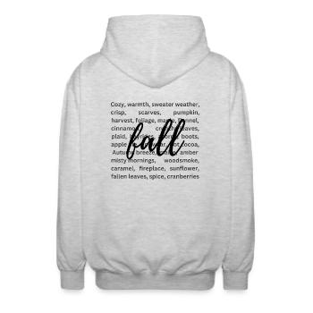 Fall Season | Autumn Leaves | Pumpkin - Unisex Hooded Jacket - light heather grey - Back - AI Model Male 185 light (185cm)