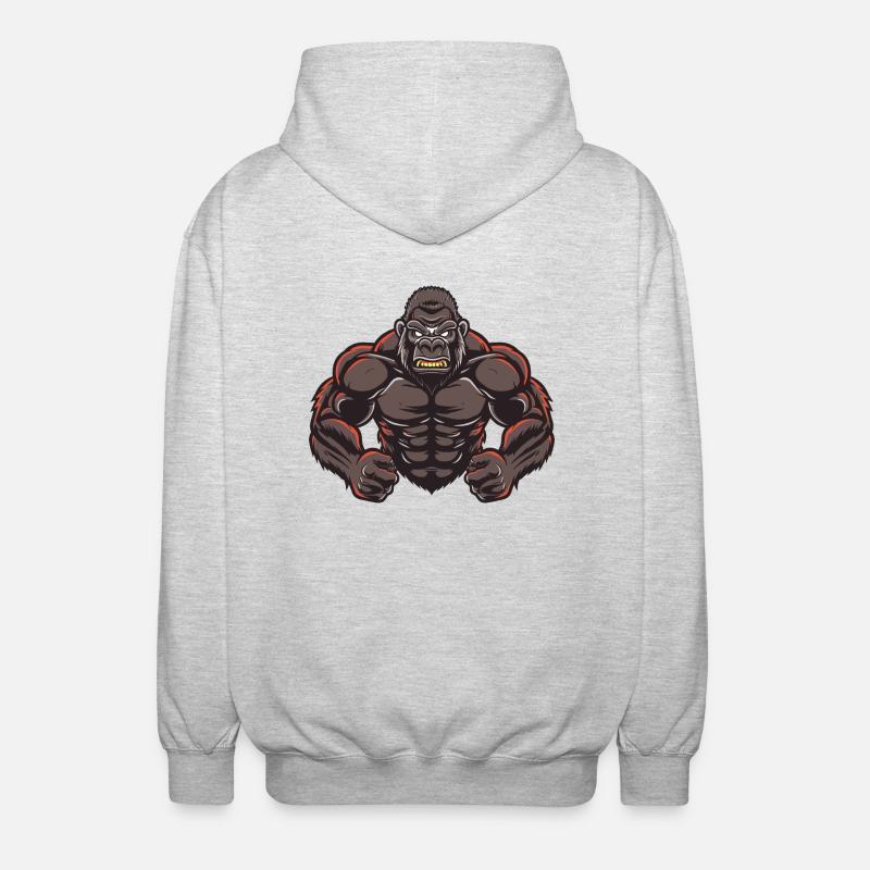 Gorilla Stark Comic - Unisex Kapuzenjacke - Hellgrau meliert