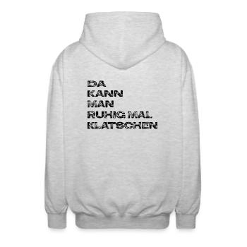 Klatschen - Unisex Kapuzenjacke - Hellgrau meliert - Hinten - AI Model Male 185 light (185cm)
