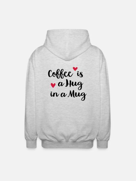 Kaffee - Unisex Kapuzenjacke - Hellgrau meliert