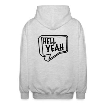 hell yeah - Unisex Kapuzenjacke - Hellgrau meliert - Hinten - AI Model Male 185 light (185cm)