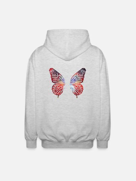 colourful butterfly wings - Unisex Hooded Jacket - light heather grey
