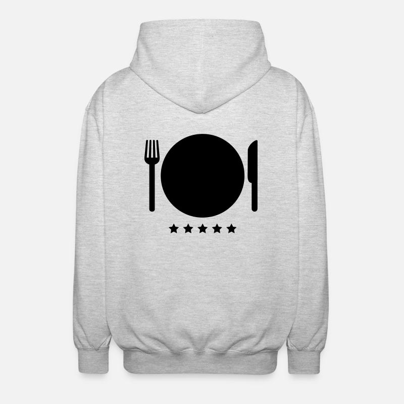 essen_teller__messer_gabel__f1 - Unisex Kapuzenjacke - Hellgrau meliert