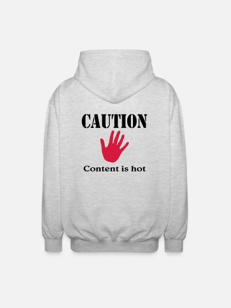 Caution, content is hot - Unisex Hooded Jacket - light heather grey