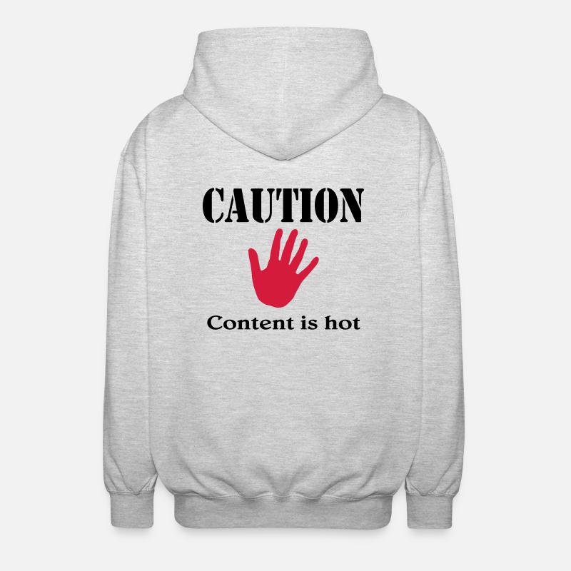 Caution, content is hot - Unisex hættejakke. - lysegrå meleret
