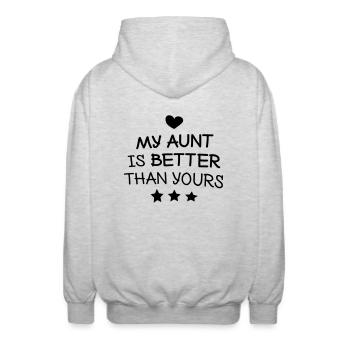 My aunt is better than yours - Unisex Hooded Jacket - light heather grey - Back - AI Model Male 185 light (185cm)