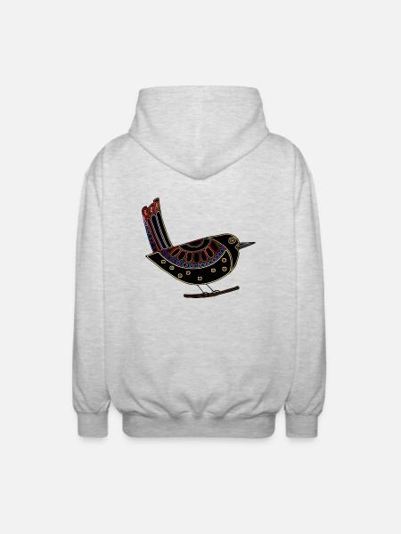 Bunter Vogel - Unisex Kapuzenjacke - Hellgrau meliert