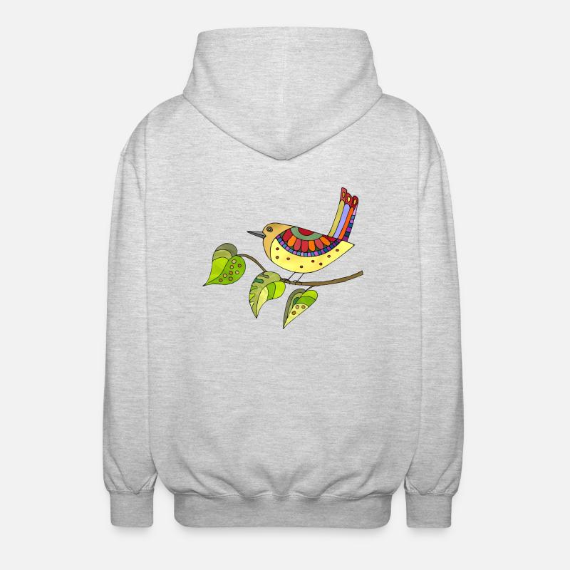 Bunter Vogel - Unisex Kapuzenjacke - Hellgrau meliert