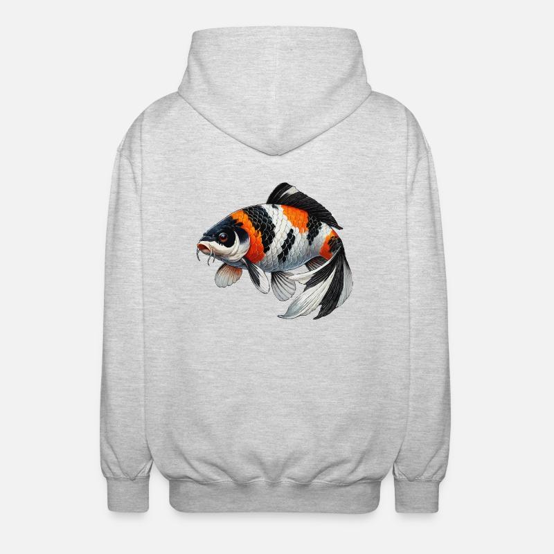 Koi Karpfen oder Wi sw - Unisex Kapuzenjacke - Hellgrau meliert