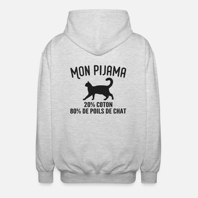 Humorvoller Katzenhaar-Pyjama - Unisex Kapuzenjacke - Hellgrau meliert