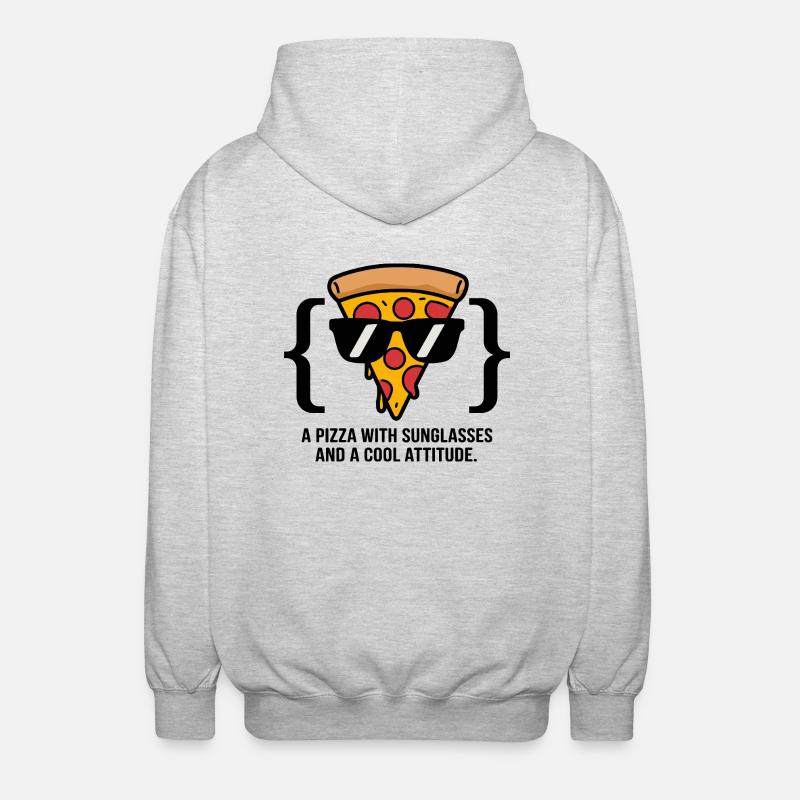 Coole Pizza Slice Sonnenbrille - Unisex Kapuzenjacke - Hellgrau meliert