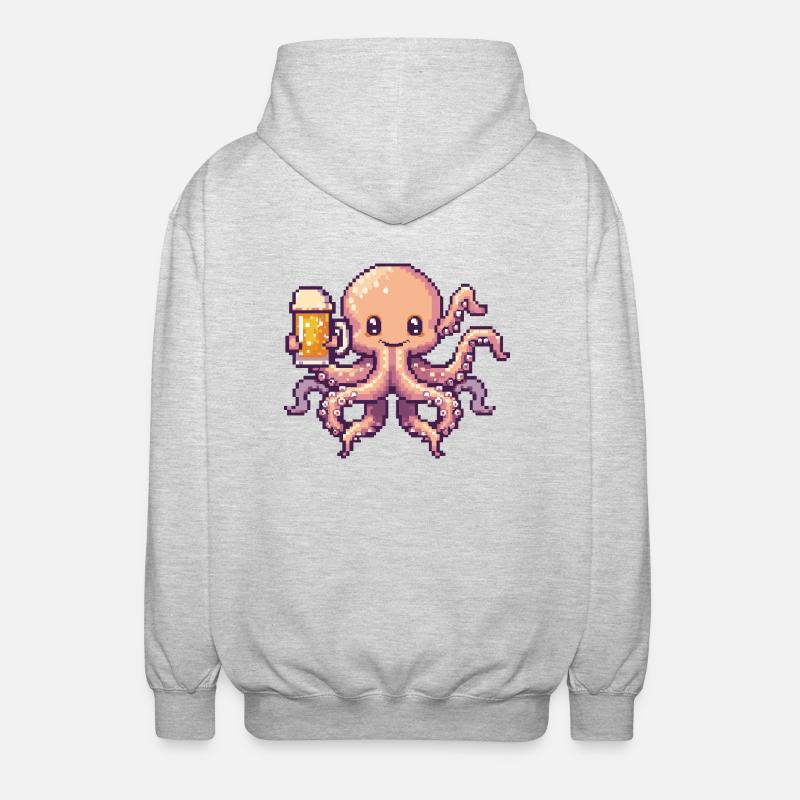 Octopus Pixel Bière - Veste à capuche unisexe - gris clair chiné