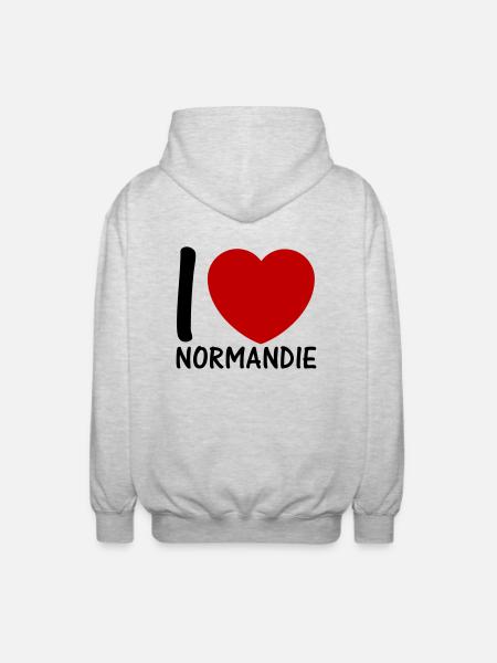 i love Normandy 2c - Unisex Hooded Jacket - light heather grey