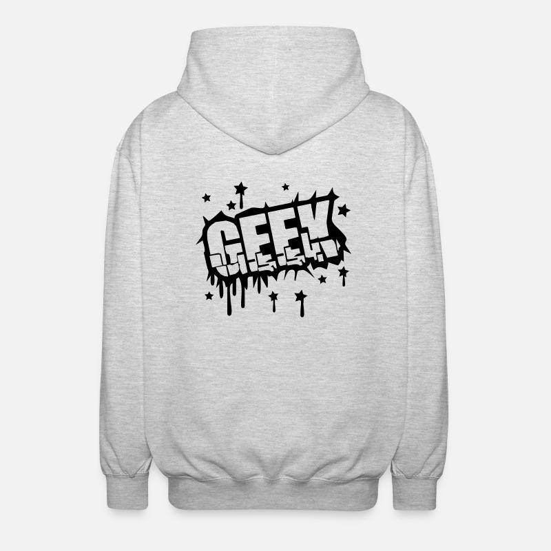 Geek Zerbrochenes Graffiti Design - Unisex Hooded Jacket - light heather grey