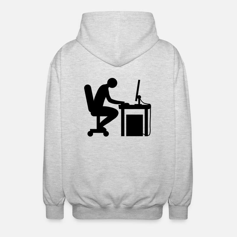 Computer Schreibtisch Nerd - Unisex Kapuzenjacke - Hellgrau meliert