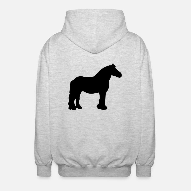 Pferd - Unisex Kapuzenjacke - Hellgrau meliert