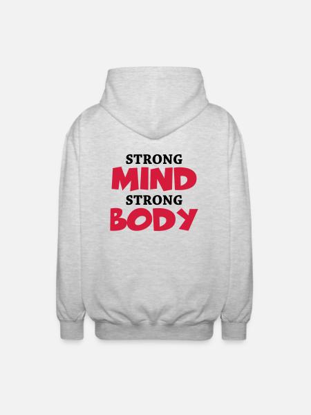 Strong Mind - Strong Body - Unisex Kapuzenjacke - Hellgrau meliert