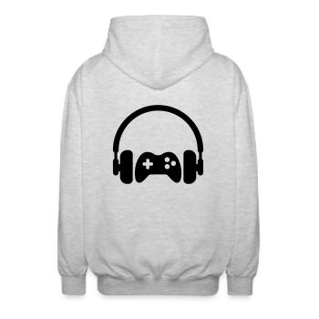 Gaming Gamer Video Game Player Geek - Unisex Hooded Jacket - light heather grey - Back - AI Model Male 185 light (185cm)