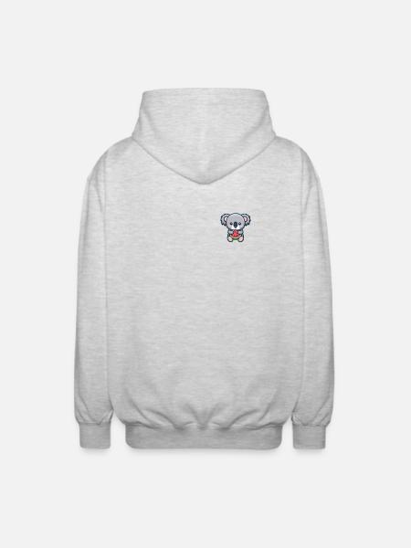 Koala Eats Watermelon Pocket - Unisex Hooded Jacket - light heather grey