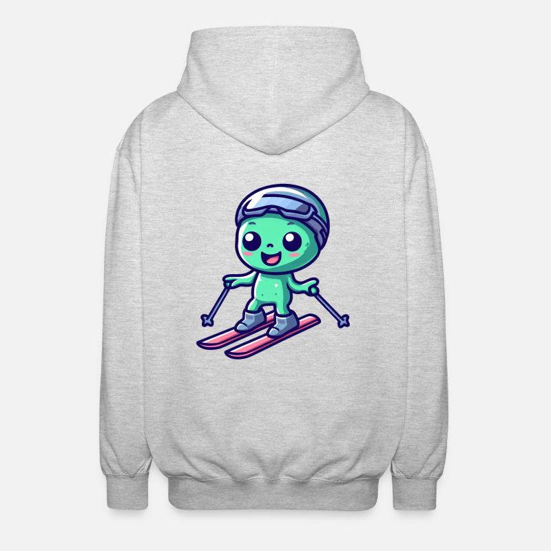Extraterrestre Vert Ski Alien - Veste à capuche unisexe - gris clair chiné