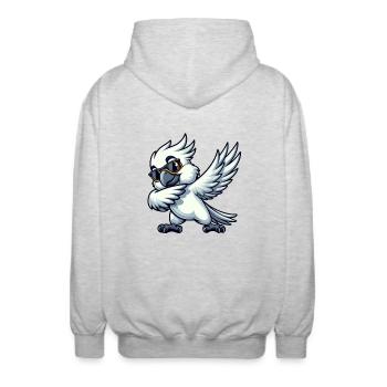 Wellensittich Dab Pose Spaßiges Design - Unisex Kapuzenjacke - Hellgrau meliert - Hinten - AI Model Male 185 light (185cm)