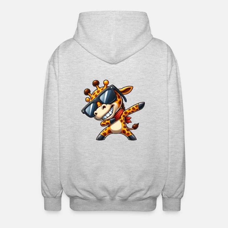 Cool Giraffe Dabbing Sunglasses - Unisex Hooded Jacket - light heather grey