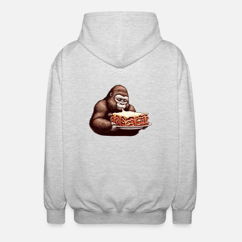 Gorilla enjoys lasagna comic - Unisex Hooded Jacket - light heather grey