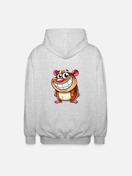 Ondeugende Hamster Cartoon Grillig Grappig Grillig - Uniseks zip hoodie - lichtgrijs gemêleerd