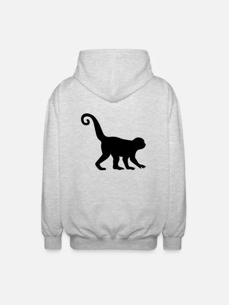 Monkey Silhouette - Unisex Hooded Jacket - light heather grey