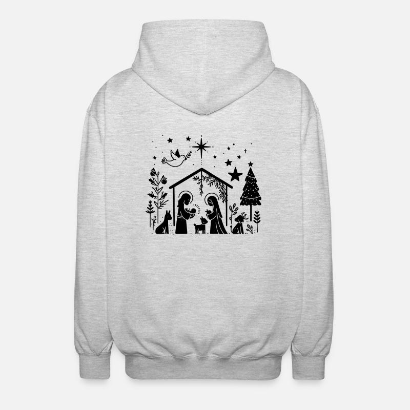 Weihnachtskrippe - Unisex Kapuzenjacke - Hellgrau meliert