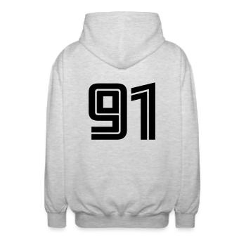 91 - Unisex Kapuzenjacke - Hellgrau meliert - Hinten - AI Model Male 185 light (185cm)