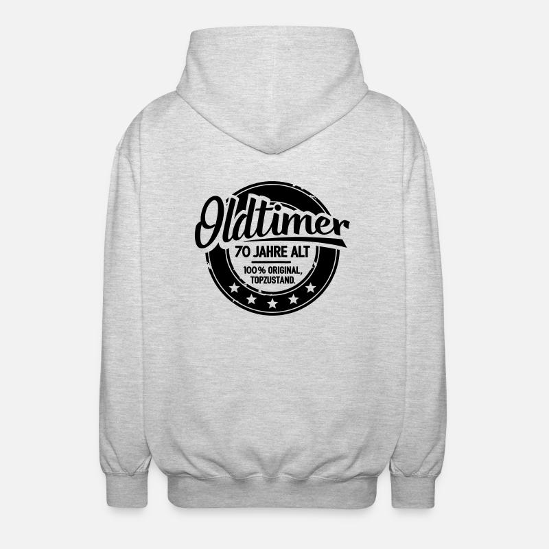 Oldtimer 70 Jahre alt - Unisex Kapuzenjacke - Hellgrau meliert