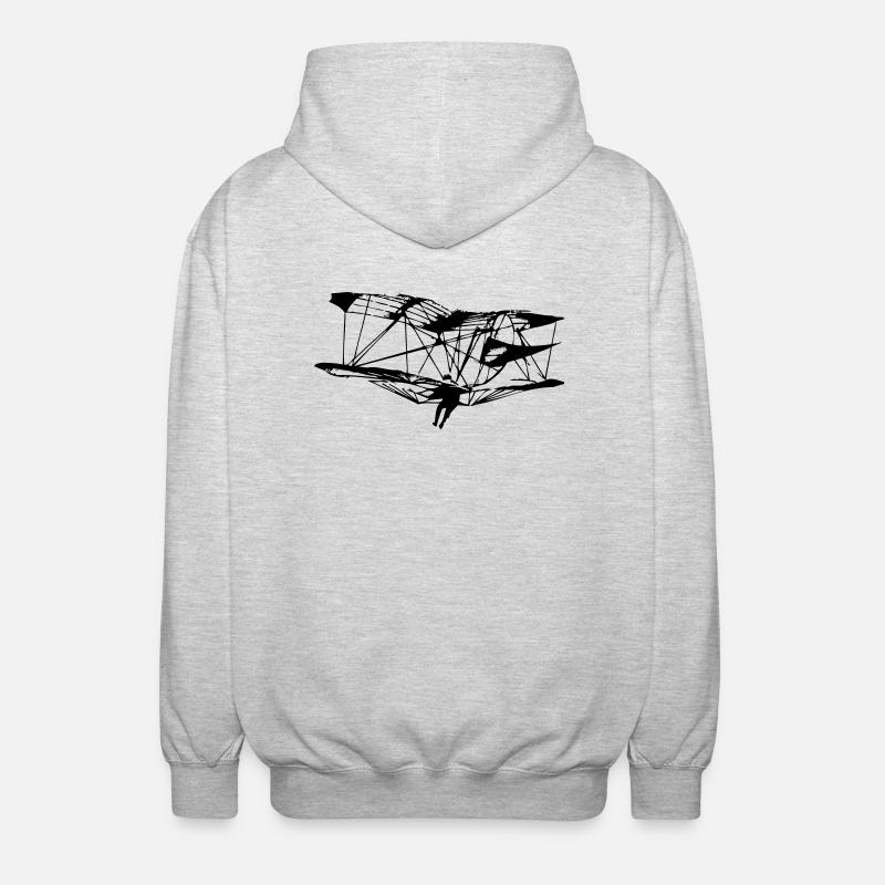 Lilienthal Doppeldecker - Unisex Kapuzenjacke - Hellgrau meliert