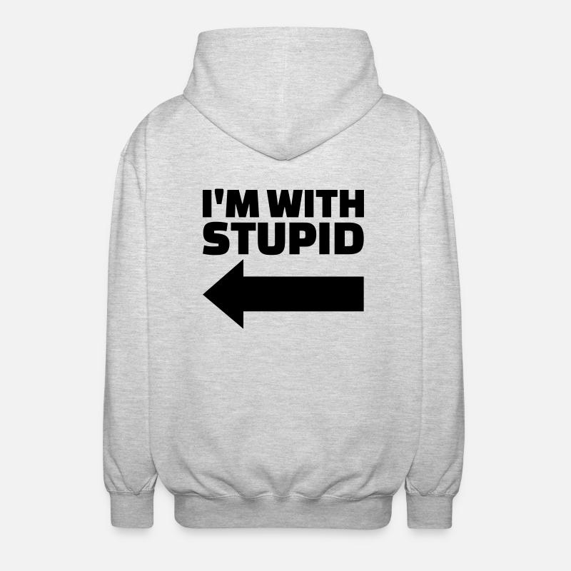 I'm with stupid - Unisex Hooded Jacket - light heather grey