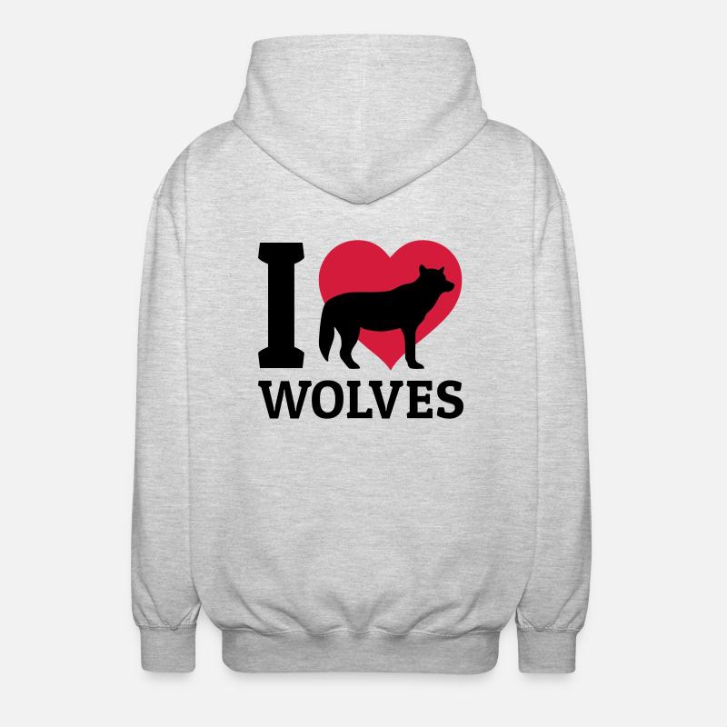 I love wolves - Veste à capuche unisexe - gris clair chiné