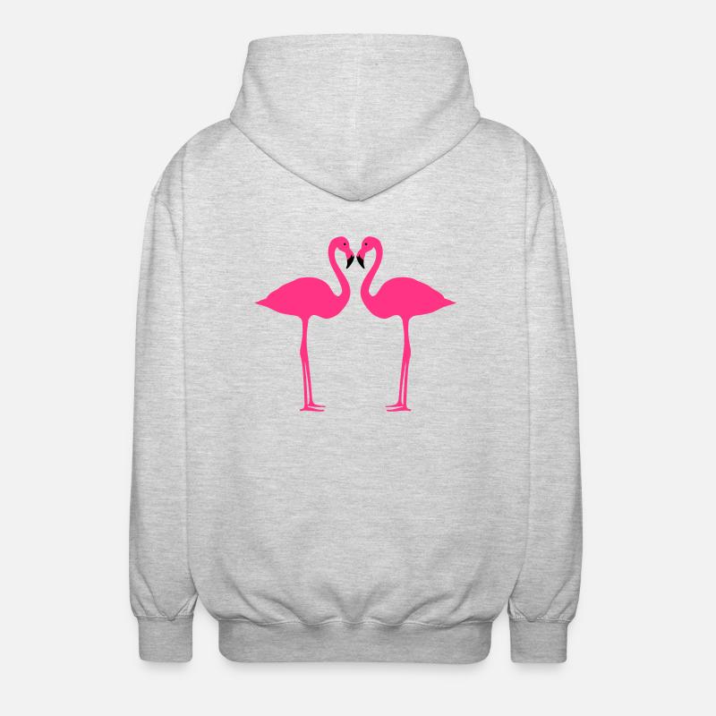 Flamingos 2farbig - Unisex Kapuzenjacke - Hellgrau meliert