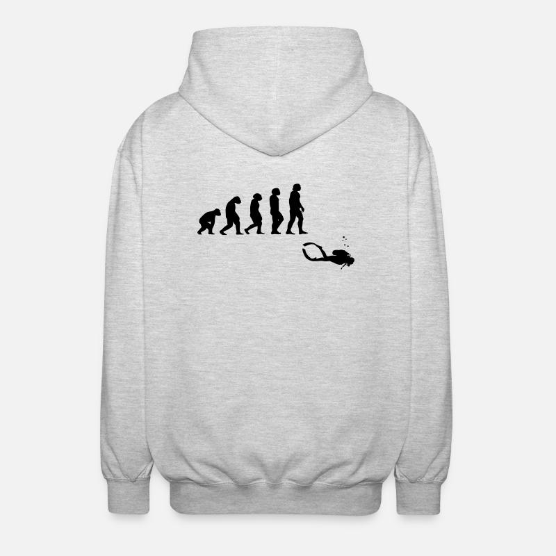 Evolution diving with a device - Unisex Hooded Jacket - light heather grey