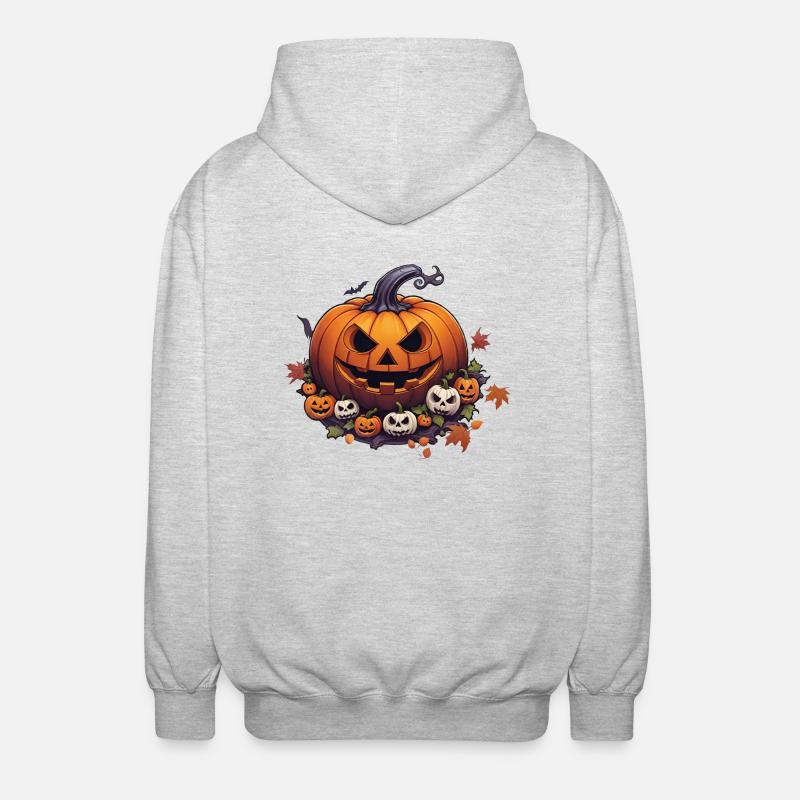 Citrouille d’Halloween - Veste à capuche unisexe - gris clair chiné