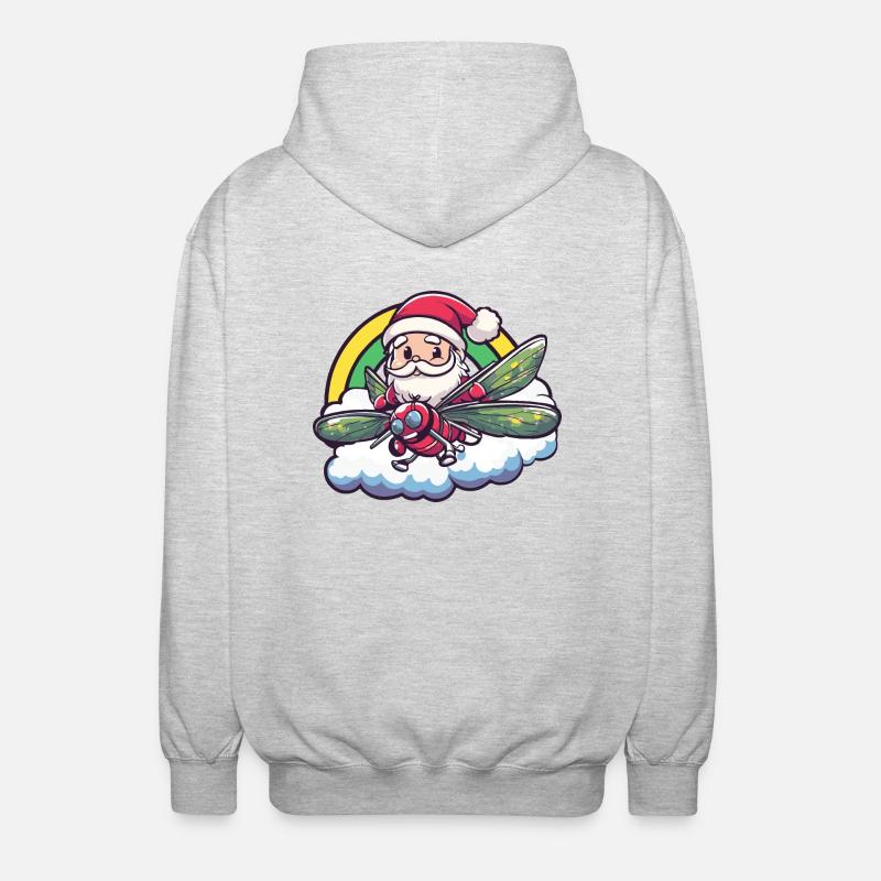 Libellule Père Noël Arc-en-ciel - Veste à capuche unisexe - gris clair chiné