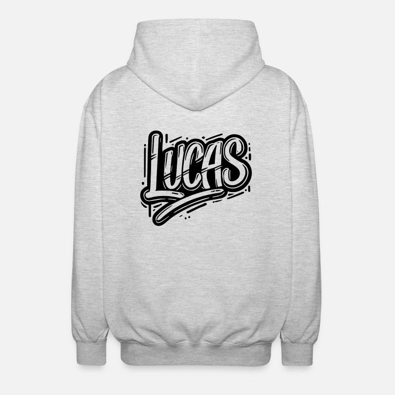 Lucas Nom Prénom Graffiti - Veste à capuche unisexe - gris clair chiné