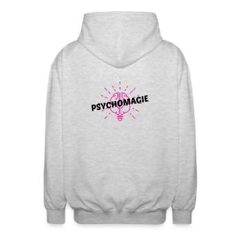 Psychomagie - Veste à capuche unisexe - gris clair chiné - Dos - AI Model Male 185 light (185cm)